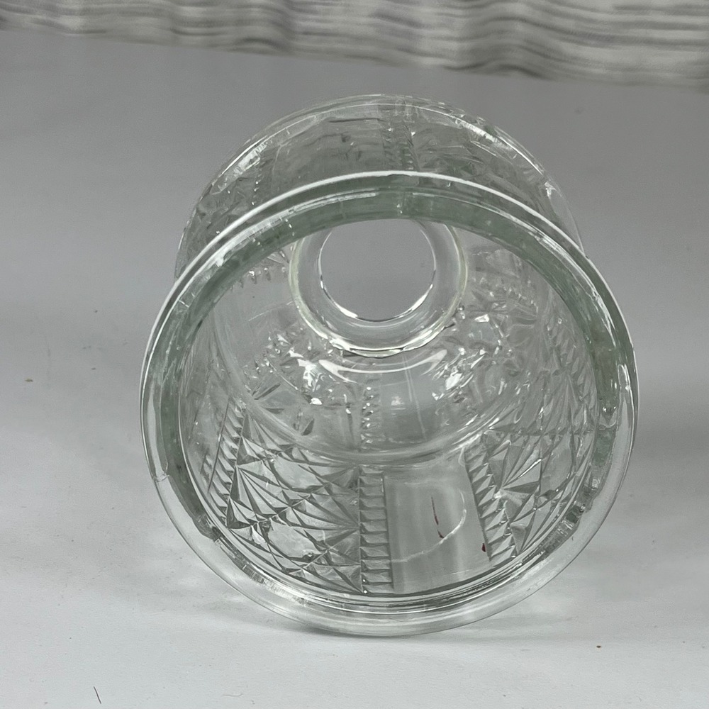 Vintage Clear Pressed Glass Fairy Lamp Shade Only Starburst Diamond 4 Inch - Picture 4 of 10